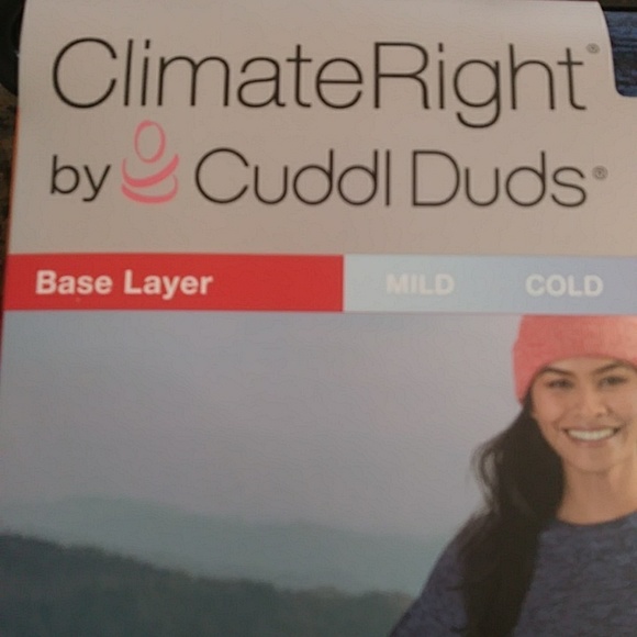 Cuddle Duds Medium Blue /Black Long Sleeve Crew ClimateRight - Picture 2 of 9